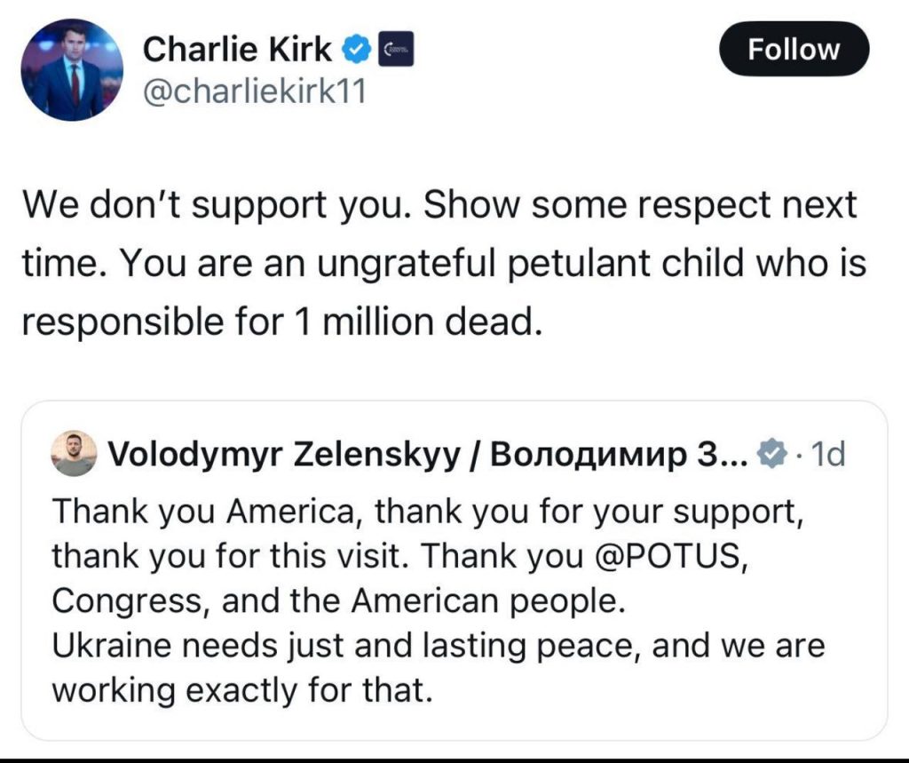 Charlie Kirk: un omicidio simbolo di questo tempo 2 kirk vs zel